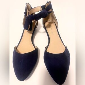 CL by Laundry Women’s Navy Bow Ankle Strap Flats